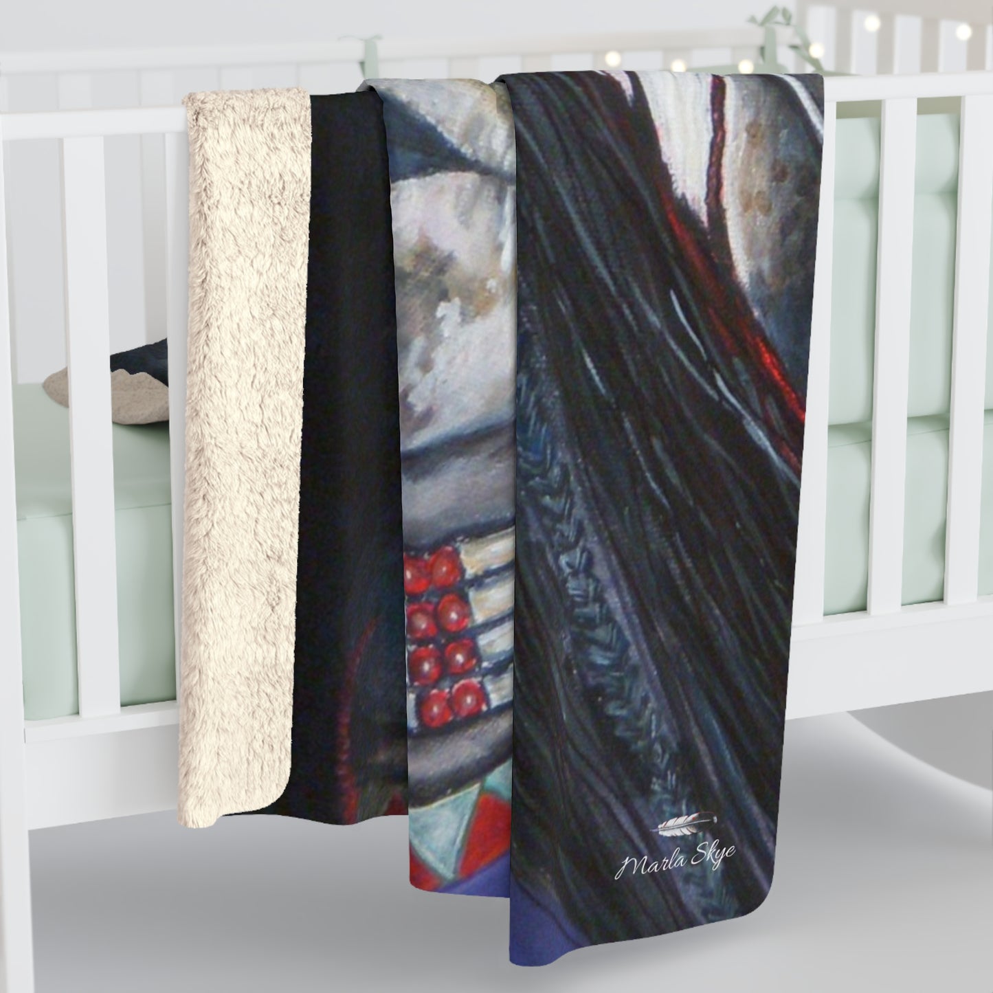 Sherpa Blanket - "Spirit Warrior" art Marla Skye