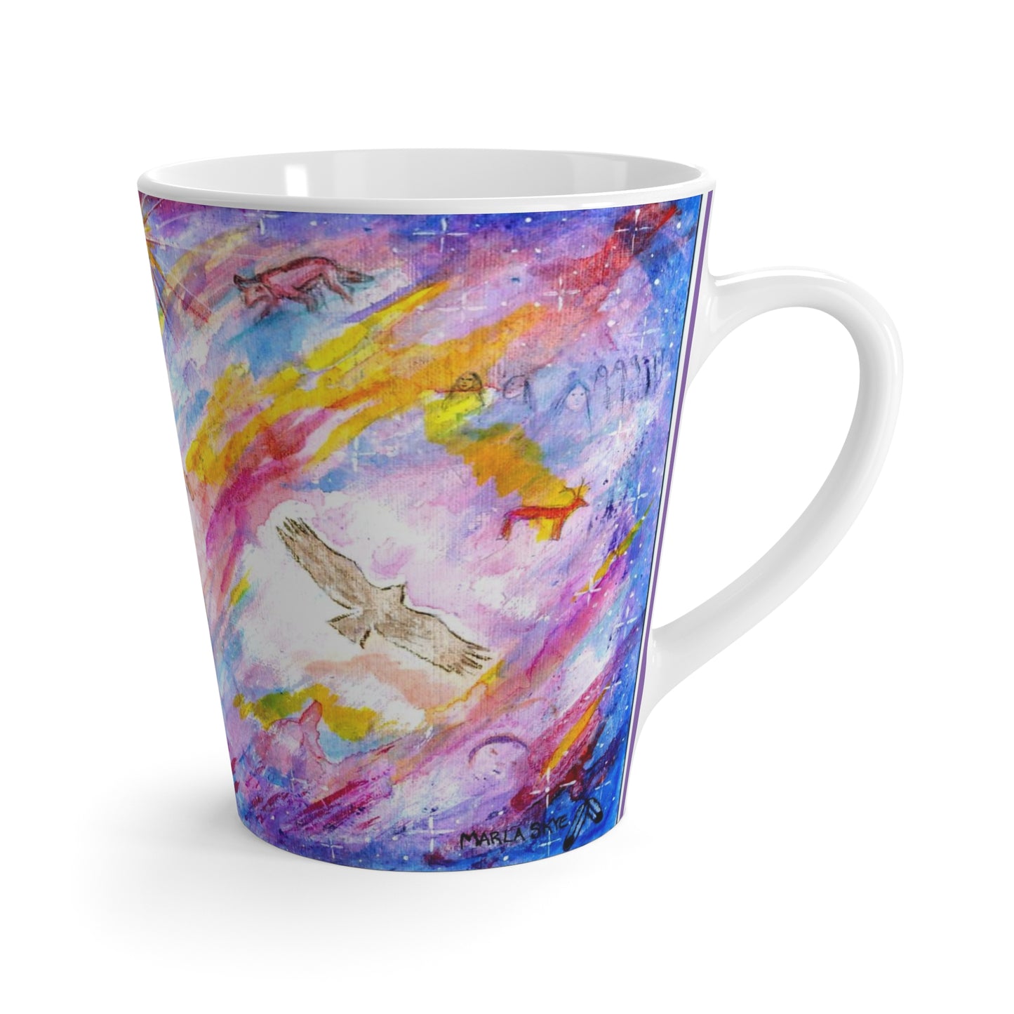 Vibrant Latte Mug with Art by Marla Skye,  Coffee Cup for Dreamers