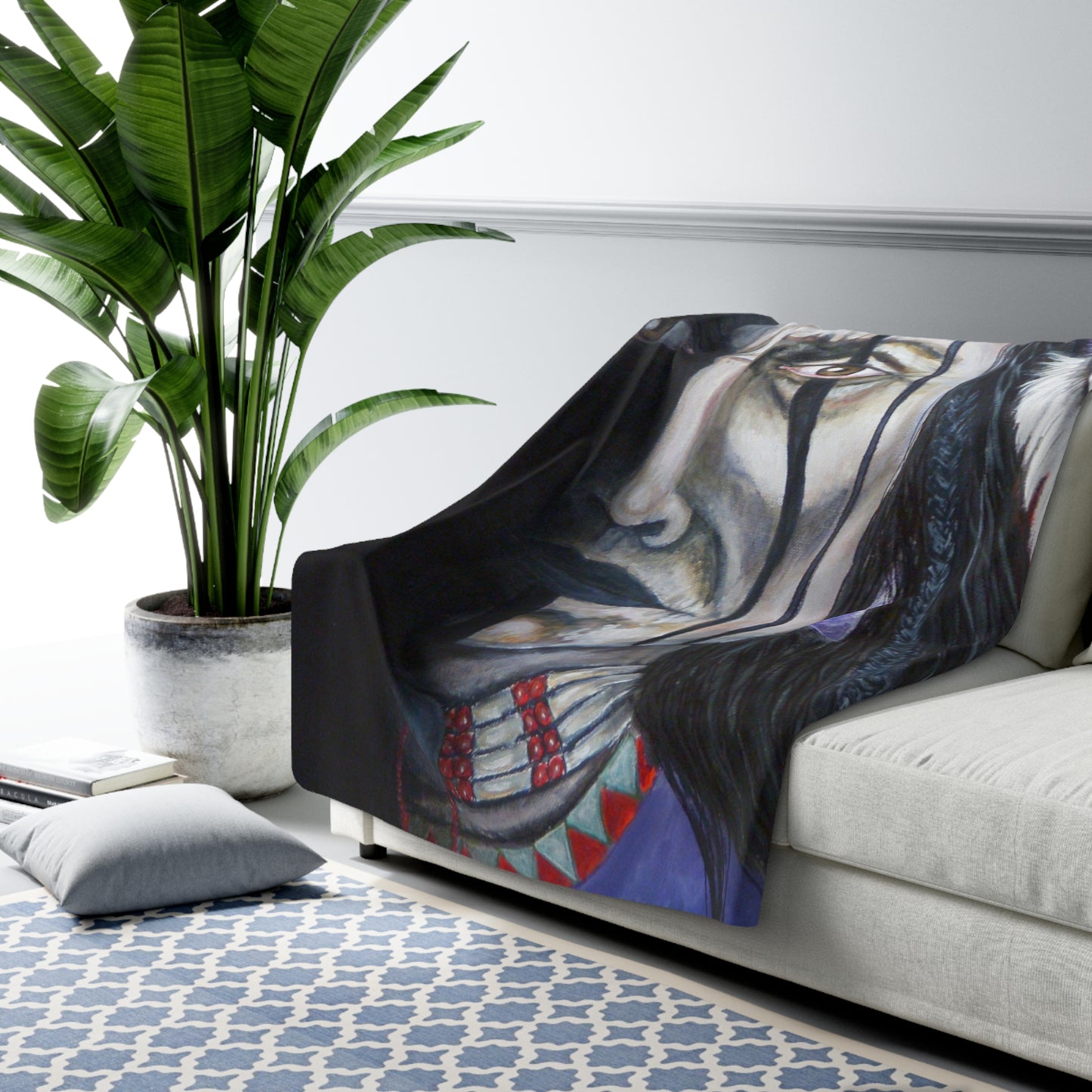 Sherpa Blanket - "Spirit Warrior" art Marla Skye