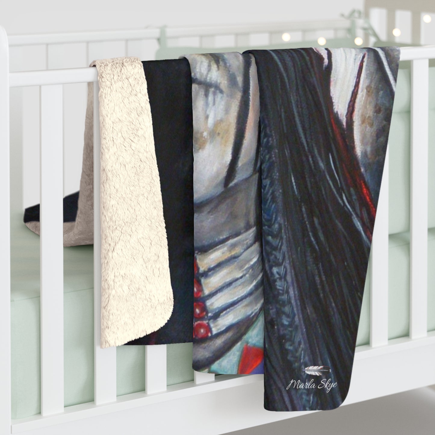 Sherpa Blanket - "Spirit Warrior" art Marla Skye