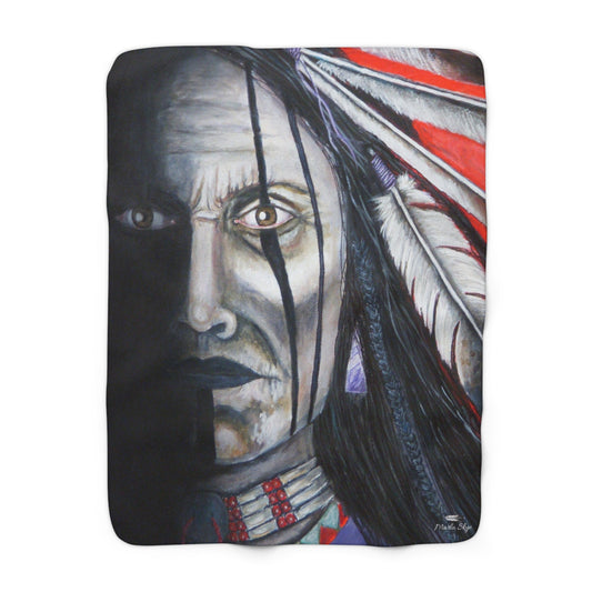 Sherpa Blanket - "Spirit Warrior" art Marla Skye
