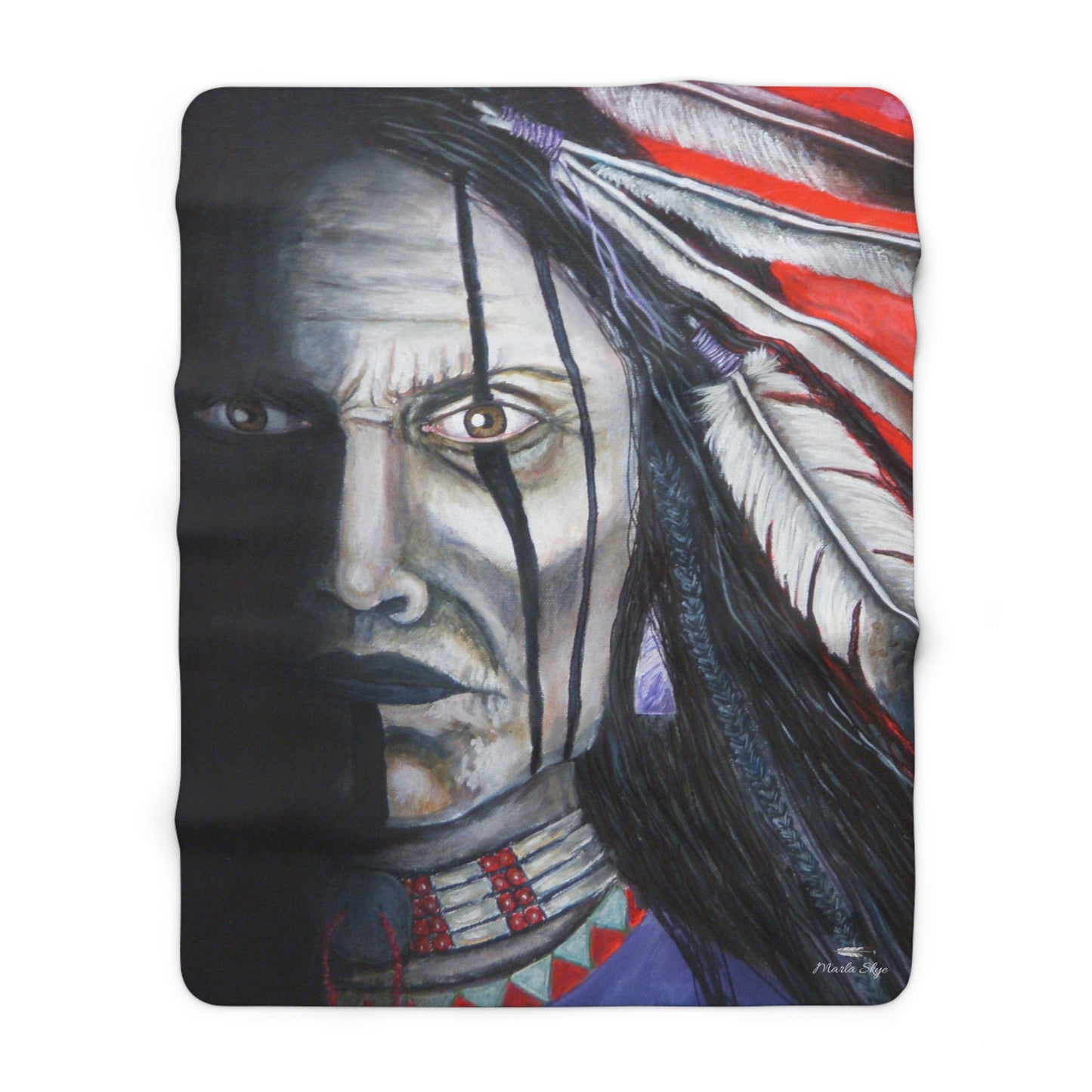 Sherpa Blanket - "Spirit Warrior" art Marla Skye