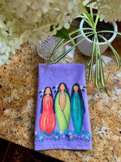 Hand Towel - Three Sisters Planting Method by Marla Skye Art