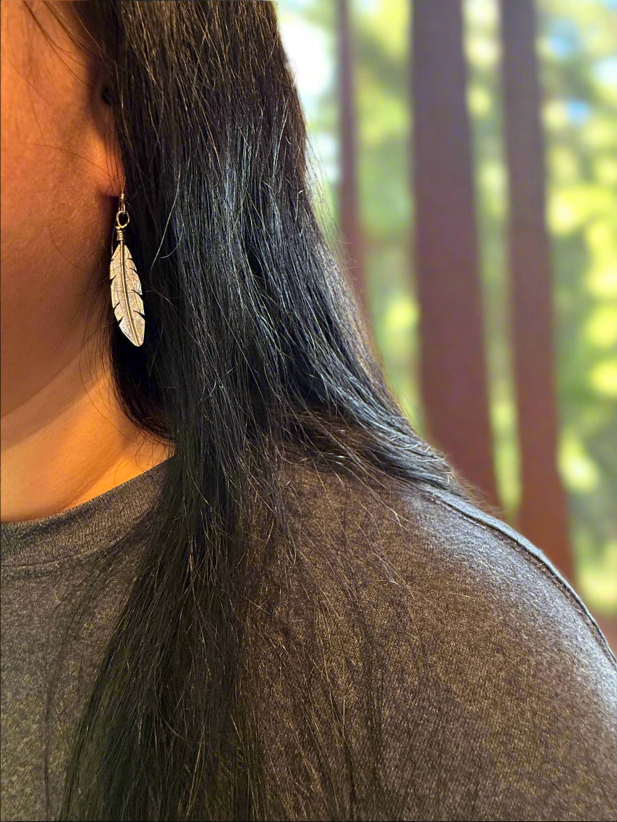 Sterling Silver Feather Earrings by Marla Skye