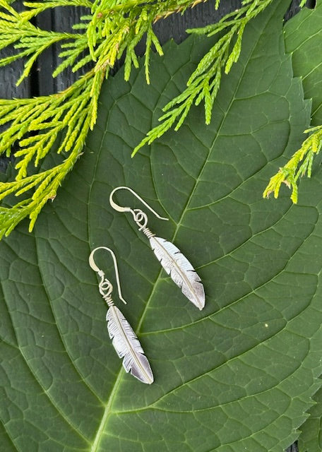 Sterling Silver Feather Earrings by Marla Skye