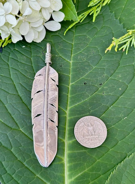 Large Feather Pendant Sterling Silver by Marla Skye